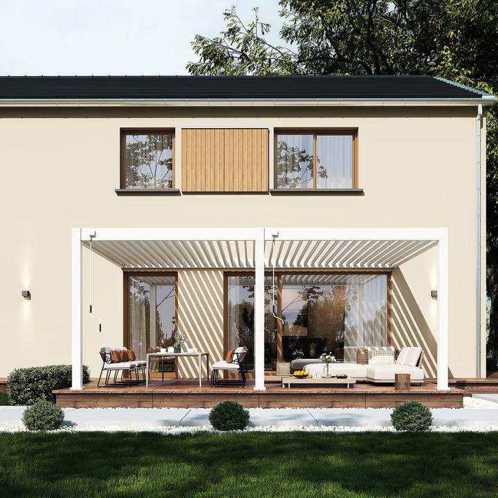 Produktbild Weide Deluxe Plus Wand-Pergola | Aluminium Lamellendach | 4 x 6 M | anthrazit | Wall Pergola (600 cm, 400 cm)