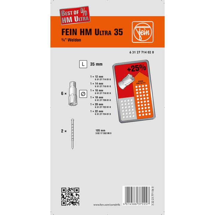 Productafbeelding Fein Kernboorset 63127714020 1 S (14 mm, 12 mm, 22 mm, 18 mm, 20 mm, 16 mm)