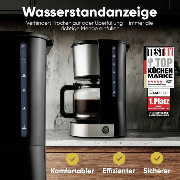 Actual product image Clatronic KA 3808 Coffee maker Stainless steel Capacity cups=12 Keep warm