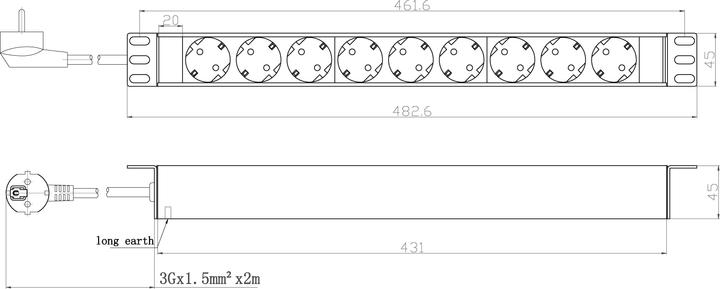 Produktbild EFB Elektronik Steckdosenleiste (9x, CEE 7/3, 2 m)