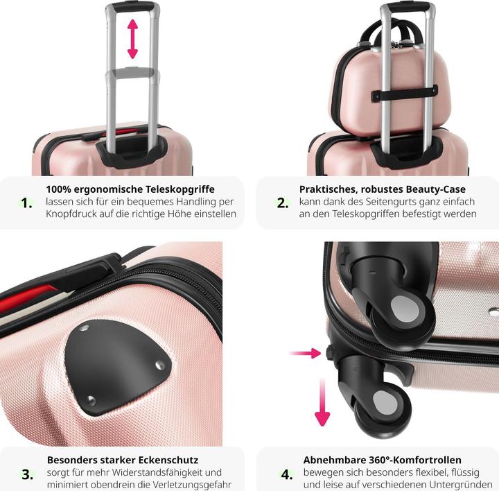 Immagine prodotto tectake Set di valigie Valigie Trolley Set di trolley Hardcase (90 l, M (50 - 90l))