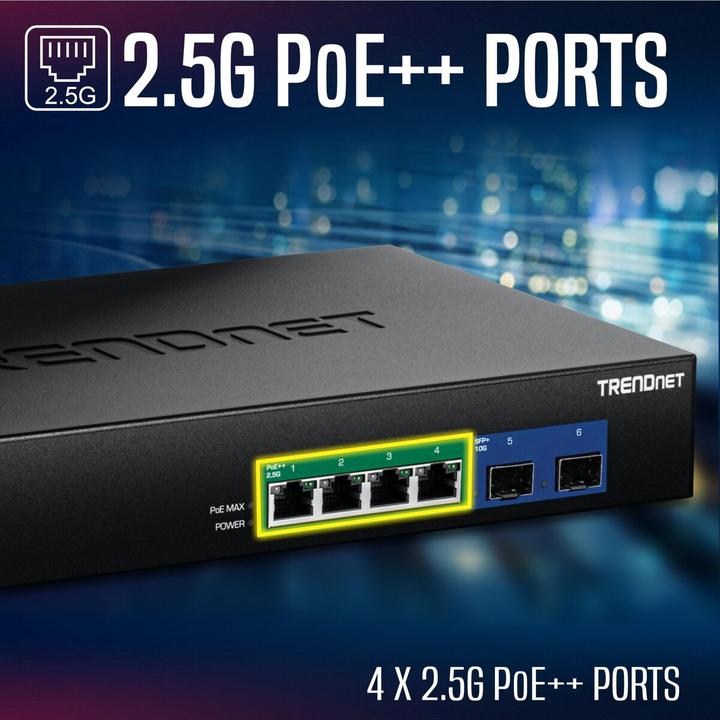 Produktbild Trendnet 6-PORT 2.5G GAN POWER POE++ (6 Ports)