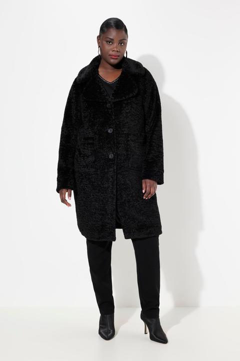 Image du produit Ulla Popken Manteau style astrakan en fourrure d'imitation, col à revers (54)