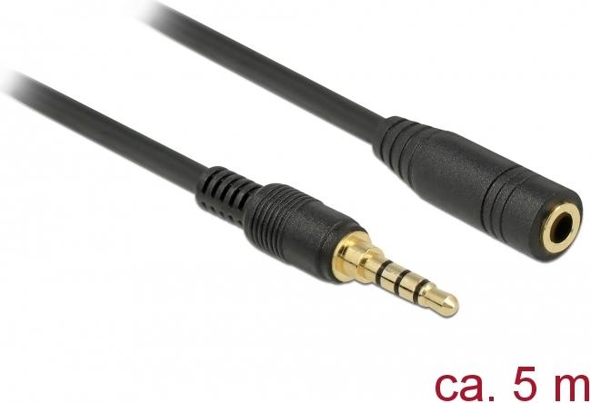 Productafbeelding Delock Jack verlengkabel 4 pins mannetje naar vrouwtje (5 m, 3,5 mm aansluiting (AUX))