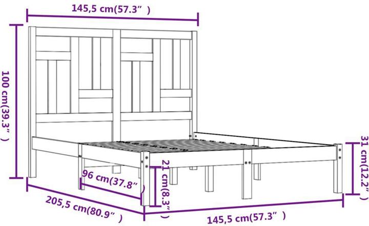 Produktbild vidaXL Bettrahmen (140 x 200 cm)