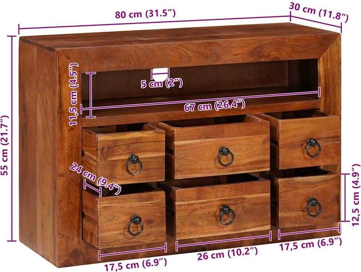 Image du produit vidaXL Buffet (80 x 30 x 55 cm)