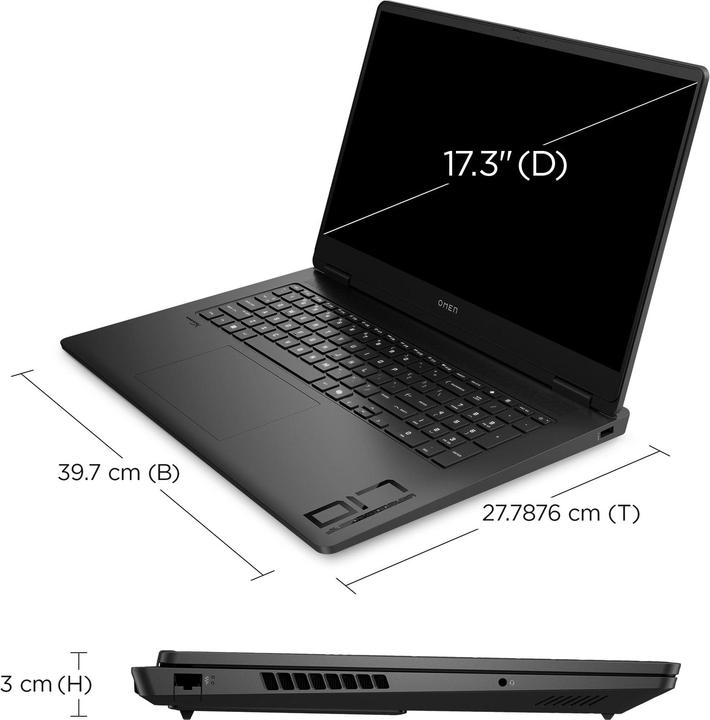 Produktbild HP Omen 17-db1094ng Gaming Notebook 43,9 cm (17,3"") (17.28", 8 GB, 32 GB, DE, AMD Ryzen AI 9 365)