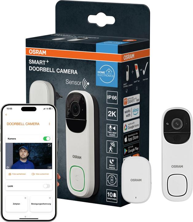 Produktbild Osram Smart+ Wifi Outdoor Camera Doorbell White (2304 x 1296 Pixels)