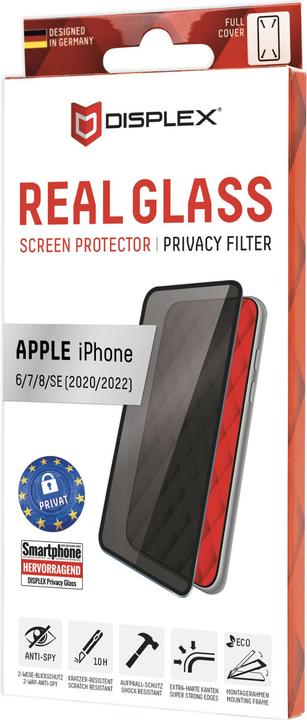 Produktbild Displex Real Glass, Privacy Full Cover Panzerglas (1 Stk., Apple iPhone 6, Apple iPhone 7, Apple iPhone 8)