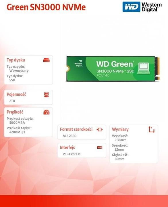 Produktbild WD Green SN3000 (2000 GB, M.2 2280)