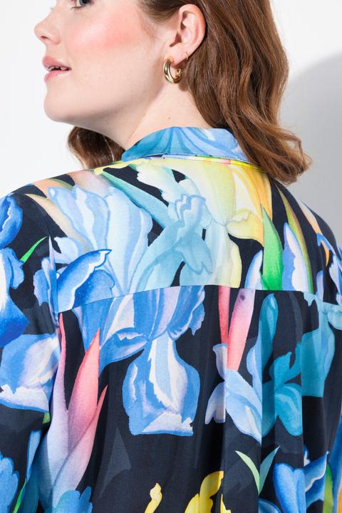 Immagine prodotto Ulla Popken Camicetta con fantasia con iris, colletto da camicia e maniche lunghe (42, 44)