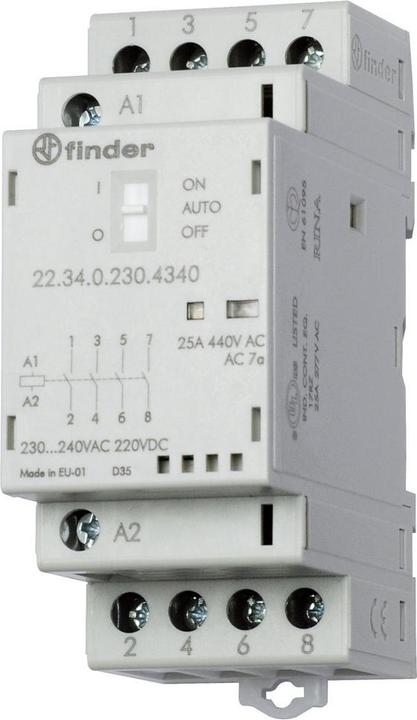 Actual product image Finder Installation contactor 22 series, 25 A 22.34.0.012.4340 4 NO contacts (30/110/220 V) 25/5/1 A