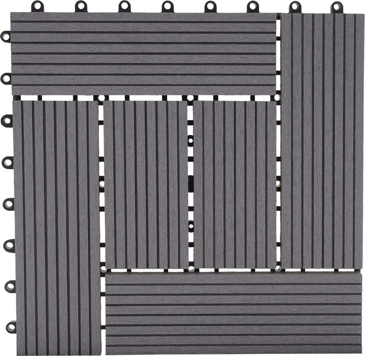 Immagine prodotto Swisshandel24 Piastrella per pavimento in WPC Rhone, effetto legno per balconi/terrazzi, 11x ogni 30x30cm = 1mq (11 x, 30 x 30 cm)