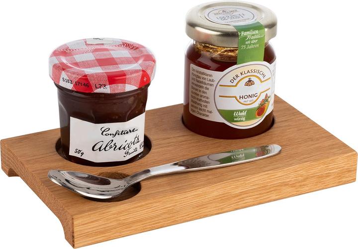 Image du produit APS Planche à servir (L)150 x (P)90 x (H)15 mm, chêne en bois de chêne huilé, avec 2 creux Diamètre