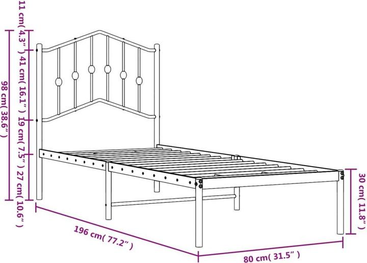 Image du produit vidaXL Bettgestell (75 x 190 cm)