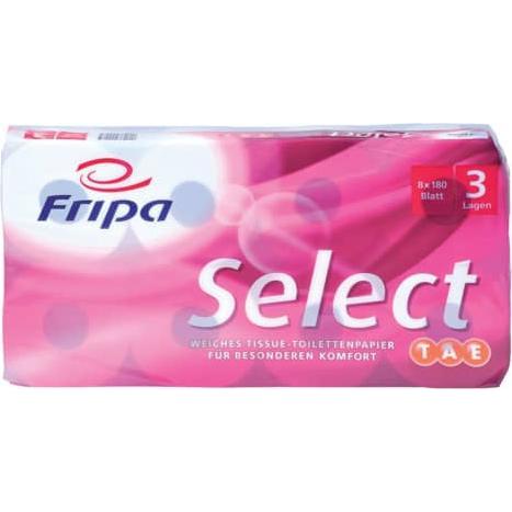 Fripa, Toilettenpapier, Toilettenpapier Select Anzahl der Lagen: 3-lagig Material des Toilettenpapiers: 100 % Zel (8 x)