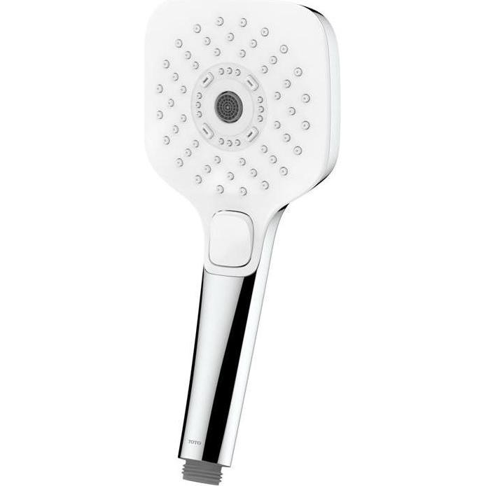 TOTO, Duschbrause, Handbrause 110mm, eckig, 3 Strahlarten weiss/chrom (3 Strahlarten)