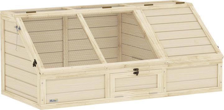 PawHut Schildkrötenhaus Tannenholz, Verzinkter Stahl Naturholz