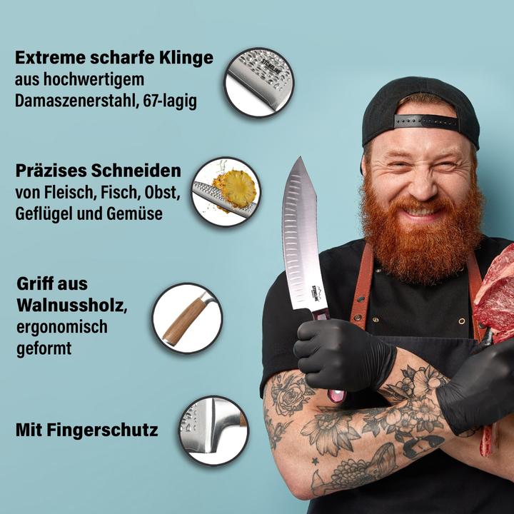 Produktbild Stoneline Hammerschlag Kochmesser 34 cm, aus Damaszenerstahl (20 cm)