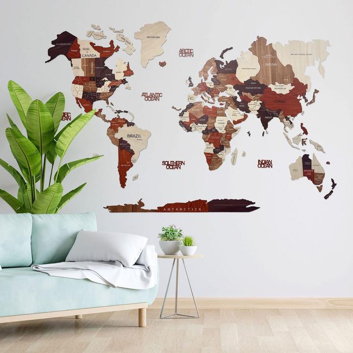 Actual product image Green Split World map (225 x 135 cm)