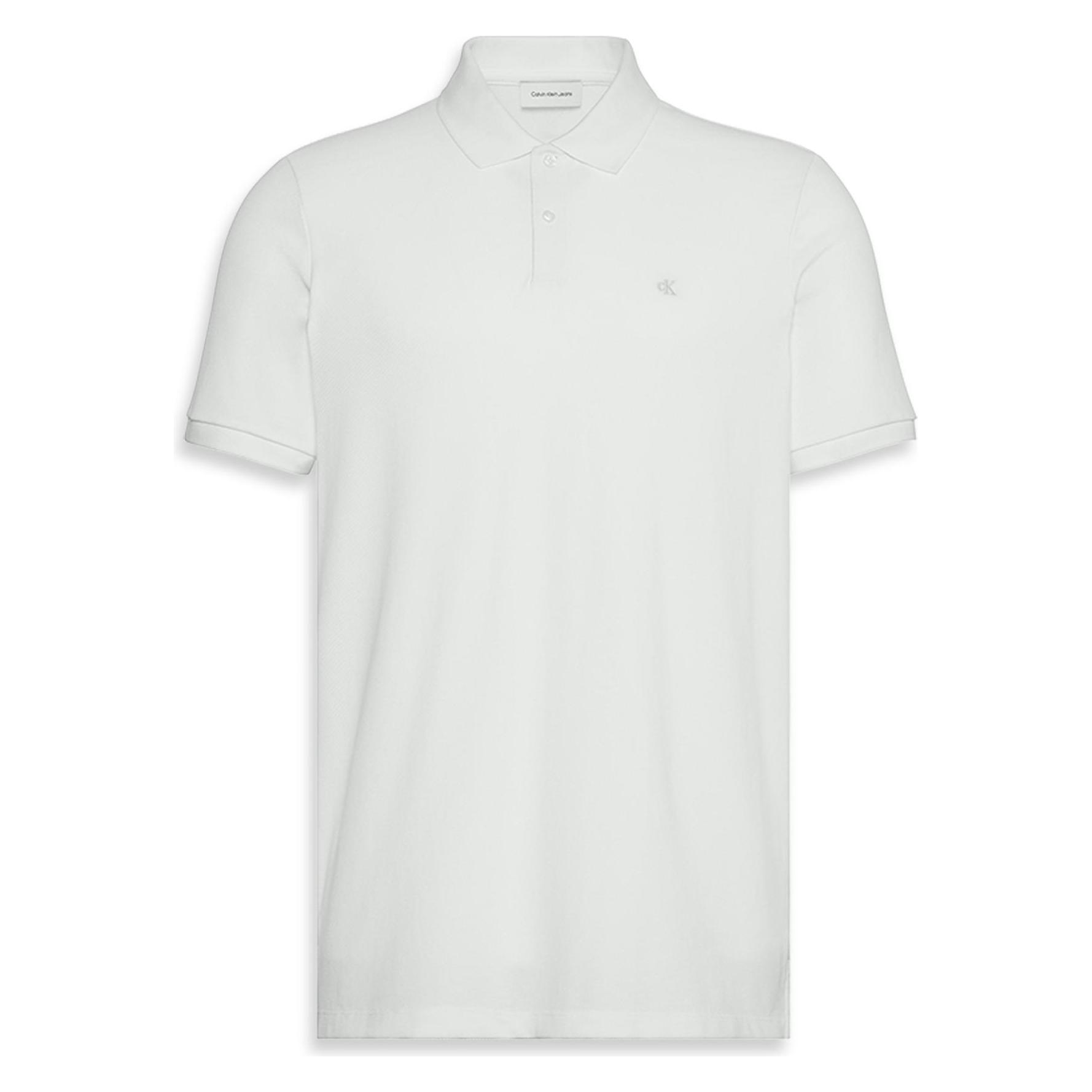 Calvin Klein Jeans, Mannen, T-shirts, Ss Monogram Pique Polo, Wit, (L)