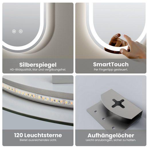 Produktbild Emke Badspiegel mit Beleuchtung 50*90cm,Beschlagfrei, 3 Farbtemperaturen(3000K-6500K) und dimmbaren (50 x 90 cm)