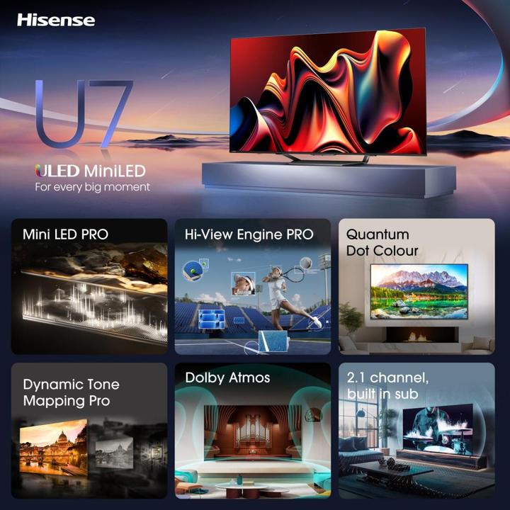 Produktbild Hisense TV 65U7NQ (65", U7K, LED, 4K, 2024)