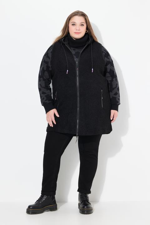 Immagine prodotto Ulla Popken Gilet lungo e smanicato in teddy con cappuccio e cerniera a doppio cursore (42, 44)