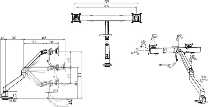 Image du produit Multibrackets MB Support de table Duo Crossbar (Tables, 28")