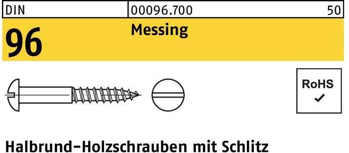 Produktbild Holzschraube DIN 96 Halbrundkopf Schlitz 6 x 45 Messing (200 Schrauben pro Stück)