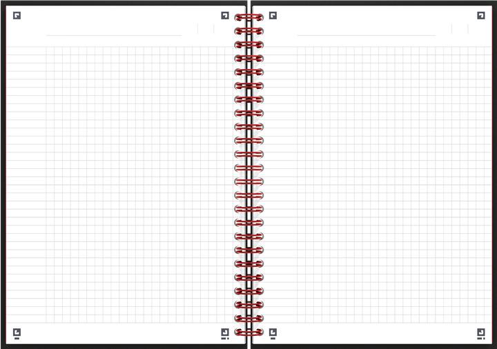 Immagine prodotto Oxford Libro a spirale nero e rosso (A5, Quadretti, Copertina rigida)