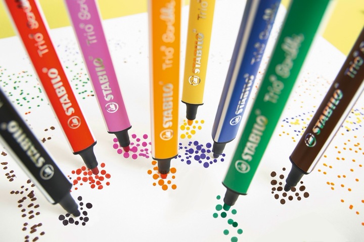 Actual product image STABILO Trio Scribbi Spring-loaded triangular felt-tip pen (Multicoloured, 12 x)