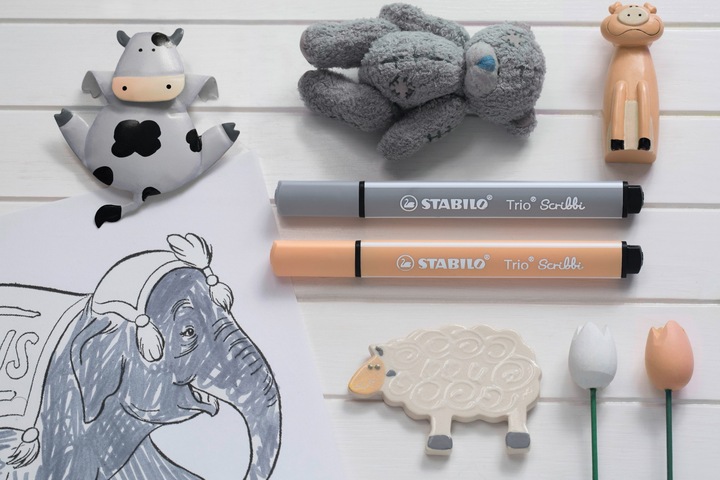 Actual product image STABILO Trio Scribbi Spring-loaded triangular felt-tip pen (Multicoloured, 12 x)