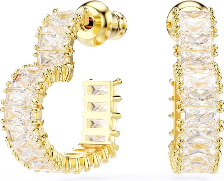 Produktbild Swarovski Matrix Kreolen Baguette Schliff Herz Klein Weiss Gold (Swarovski Metall)