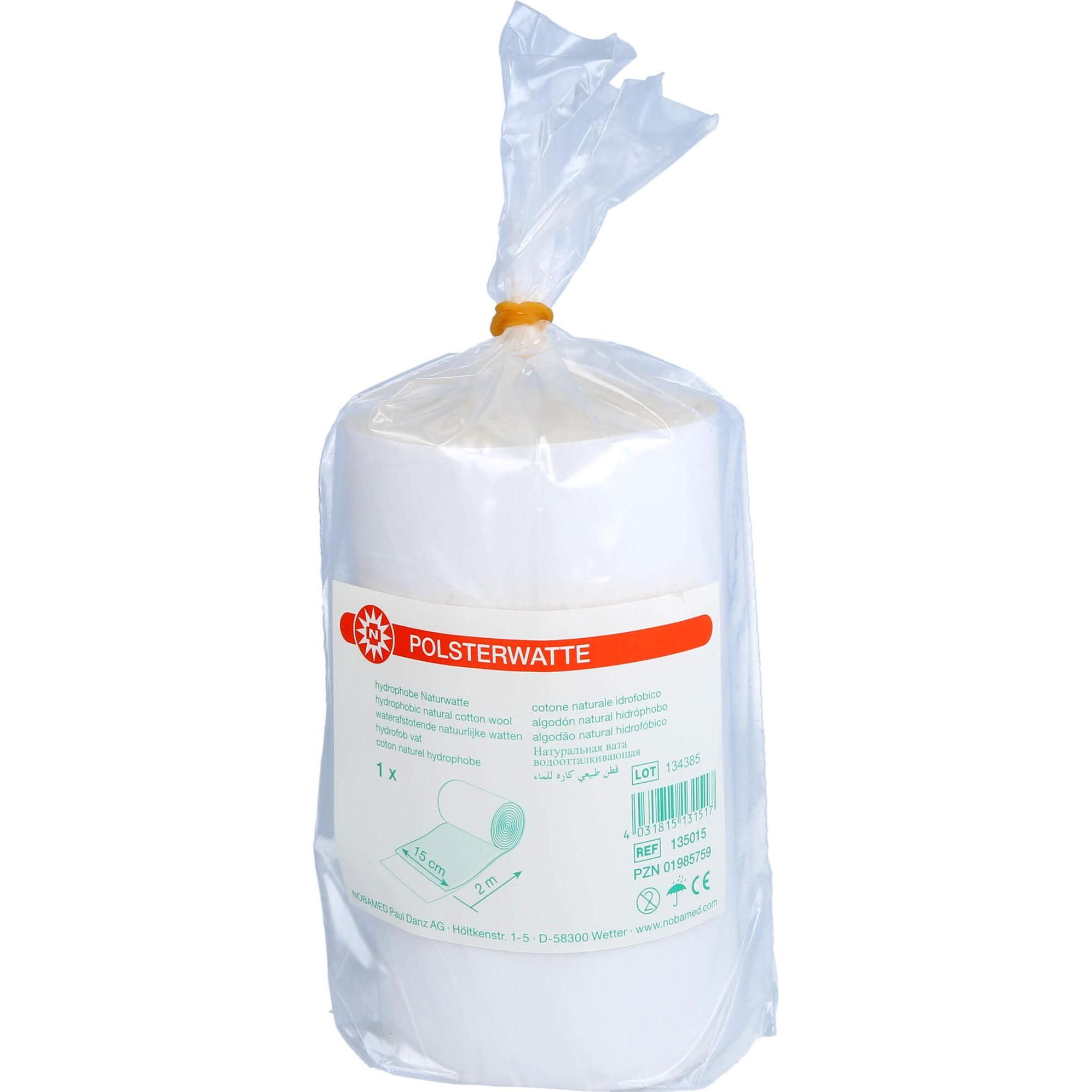 Nobamed, Verbandsmaterial, POLSTERWATTE 2mx15cm gerollt, 1 St WAT
