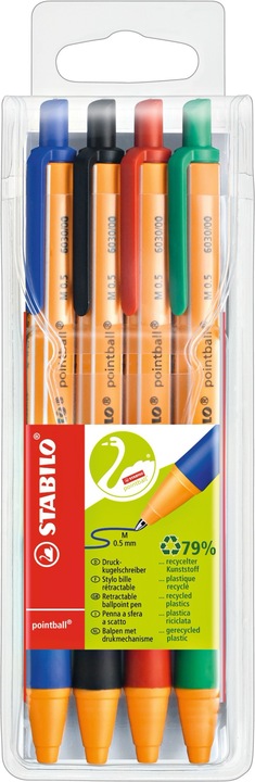 STABILO pointball (Rot, Schwarz, Grün, Blau, 4 x)