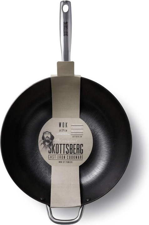 Actual product image Skottsberg Wok Cast Iron 34, PFOA free, light cast iron, stainless steel handle (34 cm, Wok, Cast iron)