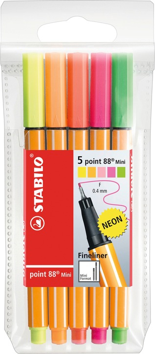 Produktbild STABILO point 88 Mini Fineliner (Mehrfarbig, 5 x)