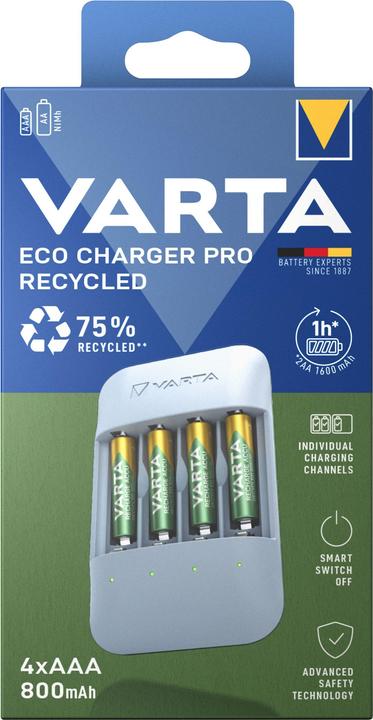 Image du produit Varta Eco Charger Pro Recycled (1 pcs, AAA, 800 mAh, Piles rechargeables + chargeur)