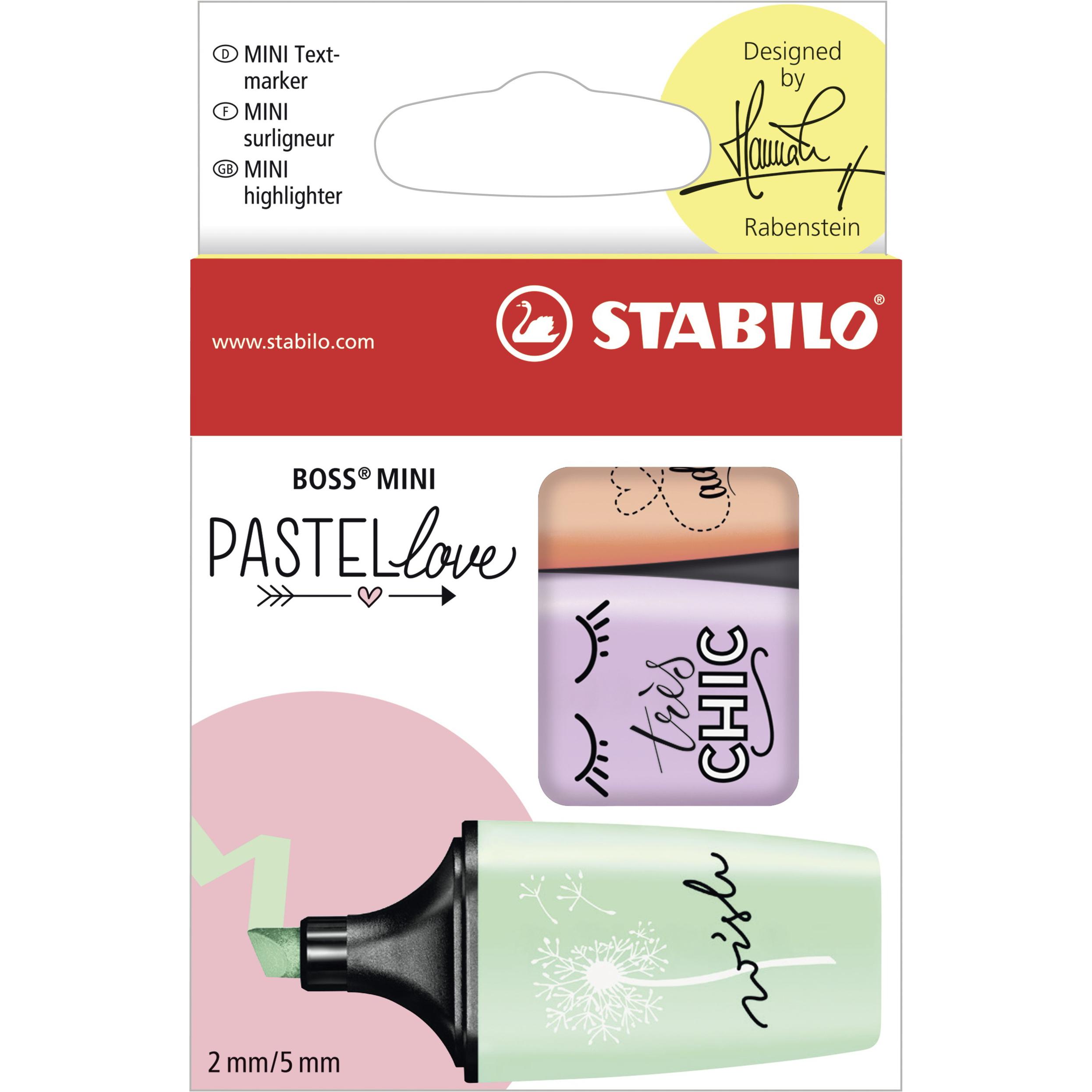 STABILO, Marker, BOSS MINI Pastellove Textmarker (Grün, Lila, Orange, 5 mm, 3 x)