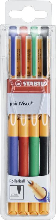 Produktbild STABILO pointVisco Tintenroller (Grün, Rot, Blau, Schwarz, 4 x)