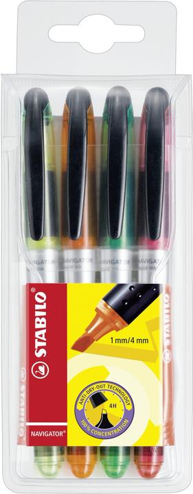 Produktbild STABILO NAVIGATOR Textmarker (Gelb, Orange, Grün, Pink, 4 mm, 4 x)