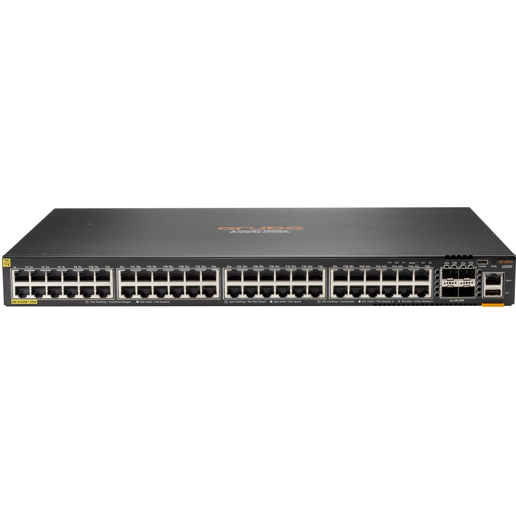 Aruba HPE Networking CX 6200F 48G Class-4 PoE 4SFP+ 370W Switch (EN) (48 Ports), Netzwerk Switch