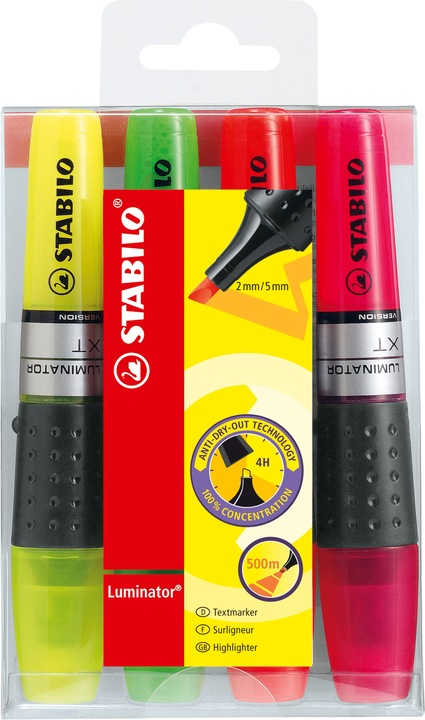 Image du produit STABILO Surligneur LUMINATOR (Orange, Jaune, Vert, Pink, 5 mm, 4 x)