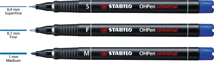 Produktbild STABILO OHPen universal Folienstift permanent (Grün, Rot, Blau, Schwarz, Orange, Braun, 1 mm, 6 x)