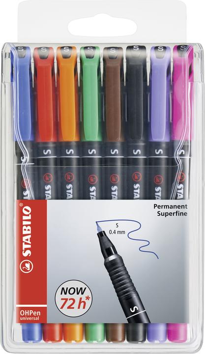 STABILO OHPen Universal Permanent (Multicoloured, 0.40 mm, 8 x)