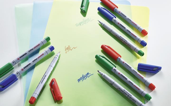 Image du produit STABILO Stylo universel OHPen soluble dans l'eau (Vert, Rouge, Bleu, Noir, 0.40 mm, 4 x)