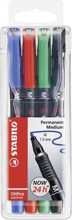 STABILO OHPen universal foil pen permanent (Black, Red, Green, Blue, 1 mm, 4 x)