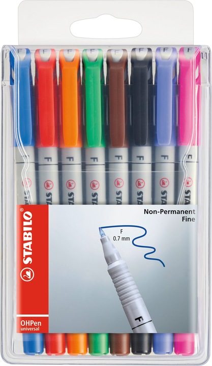 Produktbild STABILO OHPen universal Folienstift wasserlöslich (Mehrfarbig, 0.70 mm, 8 x)