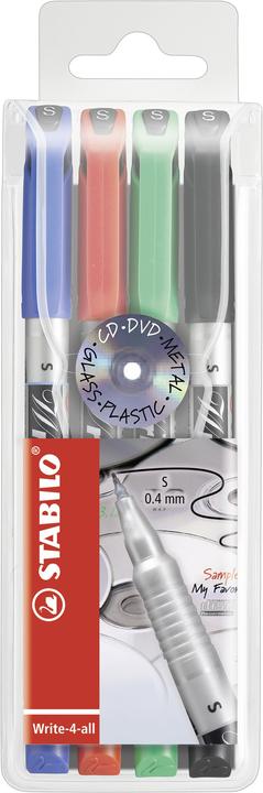 Produktbild STABILO Write-4-all Permanent-Marker (Rot, Blau, Grün, Schwarz, 0.40 mm, 4 x)